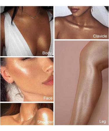 Glitter Body Makeup Liquid Cream - Shiny Face & Skin Highlighter Lotion for a Natural Glow - Prismatic Finish in Bronze Gold - Buy Online on SooperMarket.com