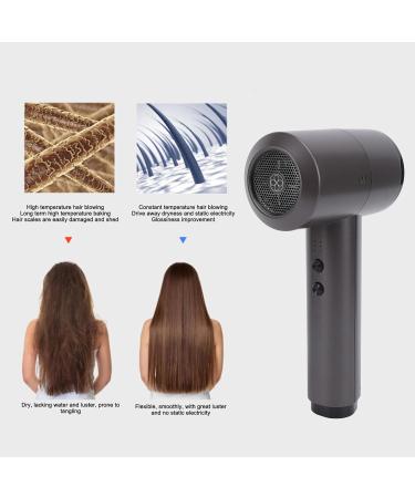 Cordless Hair Dryer Portable Lightweight Fast Drying Hairdryer Blowdryer Constant Temperature 5000mAh Batterry 6 Speed Adjustment Hairdryer for Home Camping (US Plug) US Plug Coffee - Buy Online on SooperMarket.com