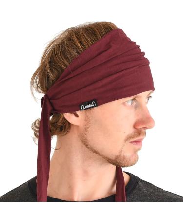 CHARM Japanese Headband Pirate Bandana - Men Ninja Head Wrap Women Hair Band Maroon