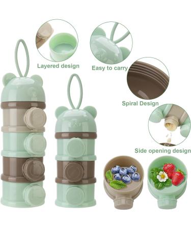 Heyu-Lotus Portable Baby Milk Powder Dispenser - 4 Layers Twist-Lock Formula Storage Container - 270ml per Layer - Silicone Handle - Green - Buy Online on SooperMarket.com