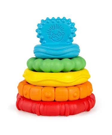 Baby Einstein 12356 Stack & Teethe bite ring set with different structures easy to grab 5-part bite ring and toy set for stacking multicolored 90 g Stack & Teethe 5 Count (Pack of 1)