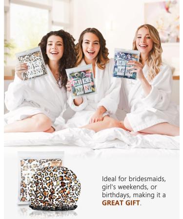 Mikimini Leopard Large Shower Hoods 2-Pack | Waterproof & Washable Shower Caps for Long Hair with Black Lace - XL Size for Women - Buy Online on SooperMarket.com
