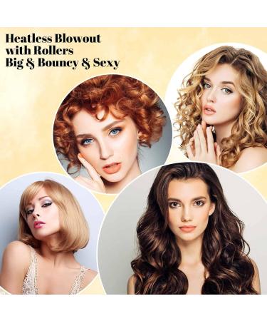 Jumbo Hair Rollers Set Hair Rollers Self Grip Curlers For Long Hair No Heat Curlers Heatless Hair Rollers With Clips & Comb 24 Packs (Yellow 24Pcs) - Buy Online on SooperMarket.com