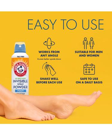 Arm & Hammer Invisible Foot Powder Spray - Talc-Free Foot Odor & Sweat Control - Odor Eliminator for Men & Women - 7 Oz (Pack of 3) - Buy Online on SooperMarket.com
