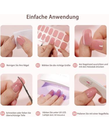 Danni & Toni Half-Hardened Gel Nail Films - Happy-Go-Lucky | Spring French Nail Stickers White Pink Nail Wraps - 28 Stickers for Perfect Nails - Buy Online on SooperMarket.com