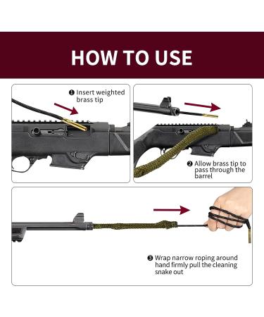 SABPACK Gun Snakes Cleaner for Pistol and Rifle Calibers - Shotgun 12GA, 9mm, .380cal, .38cal, .7.62mm, .30Cal, 308Cal - Brass Brushes - 1 Pack - Buy Online on SooperMarket.com