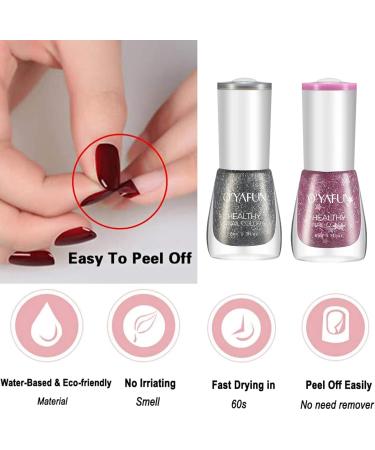 TBeautfave Clear Glitter Nail Polish Peel off Nail Polish Quick Dry & Long Lasting Nail Polish Breathable Natural Nail Varnish Healthy Water Based Non-toxic Nail Art DIY at Home 38FlashGold - Buy Online on SooperMarket.com