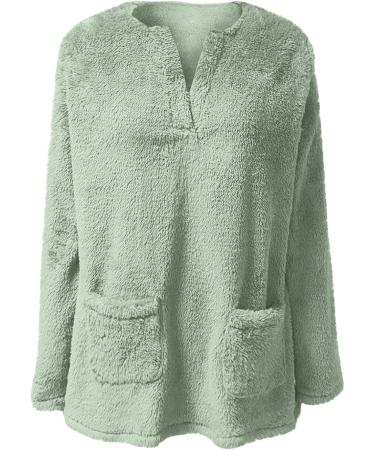 AMhomely Women's Plus Size Soft Teddy Fleece Hoodie with Pocket - Green S - Buy Online on SooperMarket.com