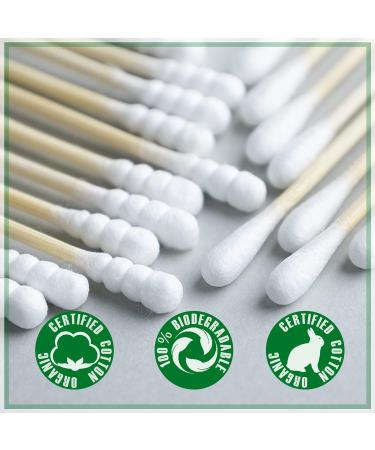 Nuduko Bamboo Cotton Swabs 500 Count | 100% Compostable & Organic | Eco-Friendly Biodegradable Wooden Cotton Buds | Plastic-Free Spiral/Round Head | 500 Pack - Buy Online on SooperMarket.com
