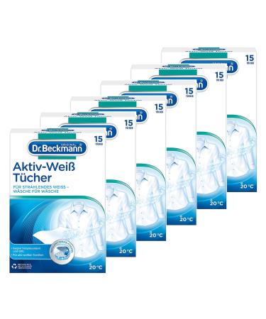Dr. Beckmann Active White Wipes | brilliant white with every wash | against greying | 6x 15 wipes 6-pack 15 pieces (6-pack)