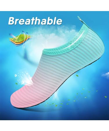 VIFUUR Kids Water Shoes - Quick Dry Aqua Socks for Beach Swim - Gradient Pink - Size 3-4 Big Kid - Buy Online on SooperMarket.com