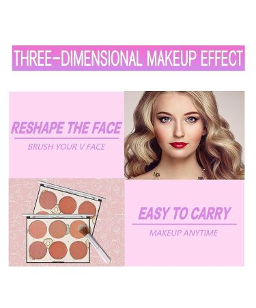 6 Colors Blush Palette with Brush - Matte & Shimmer Powder Blush for Glam Makeup Look | Contour & Highlighter Palette - Buy Online on SooperMarket.com