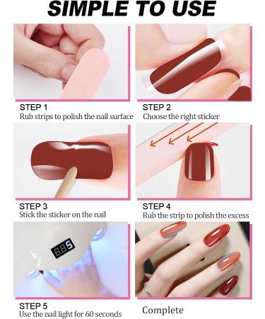 Kalolary 20PCS Nail Gel Polish Strips Full Wraps Nail Polish Stickers Cured Gel Nail Strips Self-Adhesive Gel Nail Wrap Stickers Decals with Nail File and Stick(UV/LED Lamp Required) (NJTZ-NG200266) - Buy Online on SooperMarket.com
