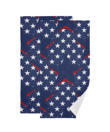 Star Patriotic Memorial Day Hand Towels 2 Pack 28x14.5 in Bathroom Towel Super Soft Highly Absorbent for Bathroom Gym Home Decor Decoration Gift 20210409062