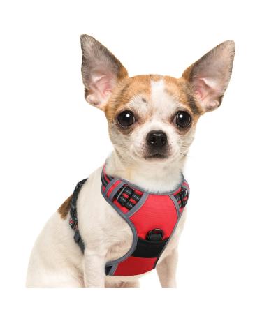 Eagloo dog harness Small dogs anti -train dog harness with reflex strips and control adjustable adjustable and durable breast harness dog suitable for walking and jogging red s s (1 pack) red