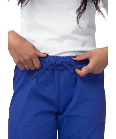 Sivvan Women's Scrub Set - Mock Wrap & Cargo Pants, Medium Royal Blue - Buy Online on SooperMarket.com