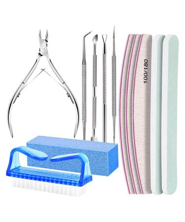 Camidy Manicure Set Nail Tools Nail File and Buffer Set Double-Sided Nail Files Polishing Files Cuticle Nippers Pusher Peeler Toenail File Lifter Brush for Manicure