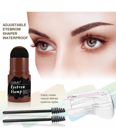 Eyebrow Stamp Shaping Kit with 10 Stencils & 2 Brushes - Long Lasting Brown Black Powder Makeup for Professional Results - Dark Brown Definer Set - Ideal Gift for Women - Buy Online on SooperMarket.com