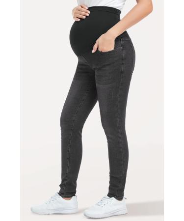 PACBREEZE Women's Maternity Jeans Over The Belly | High Waist Denim Skinny Pants | Wash Black XL - Buy Online on SooperMarket.com