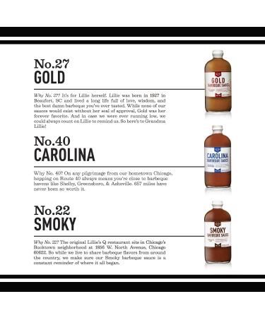 Lillie's Q BBQ Sauce Variety Pack - Gluten-Free Gourmet Set with Carolina, Gold, and Smoky BBQ Sauces (20-21 oz) | 3-Pack - Buy Online on SooperMarket.com