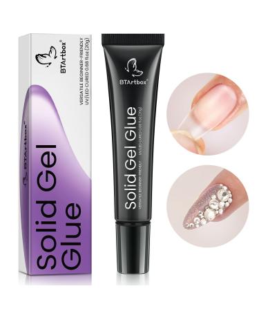 BTArtbox Solid Nail Gel - 20g Nail Gel for Press On Nails Upgrade 3 in 1 Nail Gel for Fake Nails Super Strong Cured Needed Acrylic Nail Gel for Long Lasting Manicure Pedicure