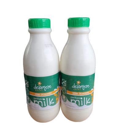 1L Delamere Dairy Sterilised Semi Skimmed Long Life Milk Plastic Bottle (2 x 1Litre)