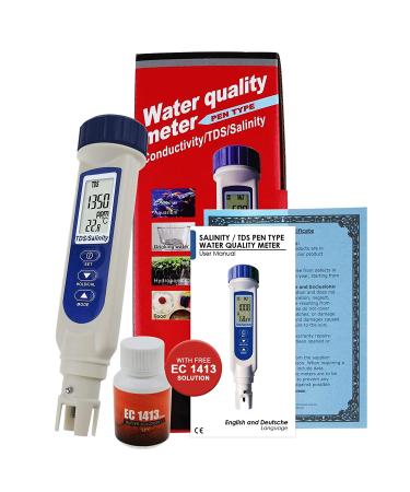 High Accuracy Salinity Tester with Automatic Calibration for Salt Water - Portable Salinity/TDS/Temperature Meter for Pool and Aquarium - Includes Salinity Calibration Solution - Best Salinity/TDS & Temp. Meter - Buy Online on SooperMarket.com