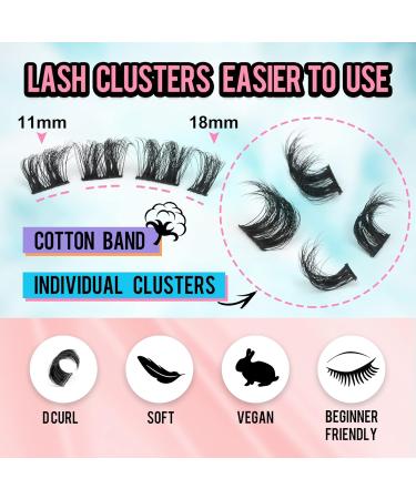 10 Pairs Pack EYDEVRO D Curl 18mm Fluffy Wispy Cluster Lashes - Dramatic Cat Eye False Eyelashes Extensions - Buy Online on SooperMarket.com