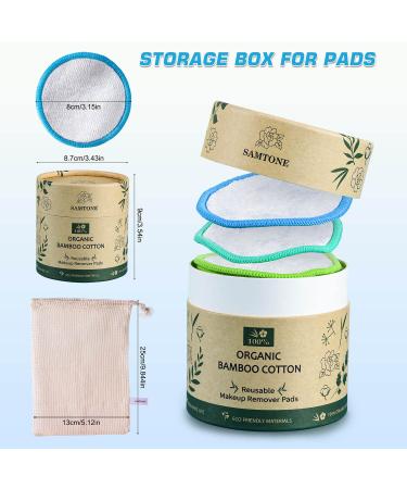 Samtone Reusable Makeup Remover Pads 20 Pack with Laundry Bag - Organic Face Cleansing Rounds for Toner - Washable Eco-Friendly Bamboo Cotton Pads (8cm) - Buy Online on SooperMarket.com