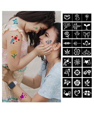 GFHIH Henna Tattoo Kit - 100 Reusable Black Templates for Girls | DIY Body Art Stencil Set - xB-22 Sheets - Buy Online on SooperMarket.com