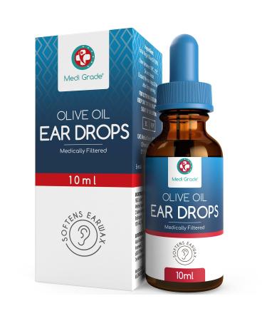 Medi Grade Olive Oil Ear Drops for Wax Removal and Blocked Ears 10ml - 100% Natural Ear Wax Removal Drops with Pipette Dropper Softens and Removes Hardened Earwax Buildup - Advanced Ear Wax Drops