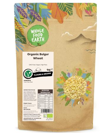 Wholefood Earth Organic Bulgur Wheat 1 kg | GMO Free | Vegan | High Fibre | Certified Organic 1kg
