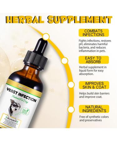 Natural Yeast Infection Drops for Dogs - Itch, Ear Infection, Allergy Relief - Herbal Bacon Flavor - 2 Fl Oz - Buy Online on SooperMarket.com