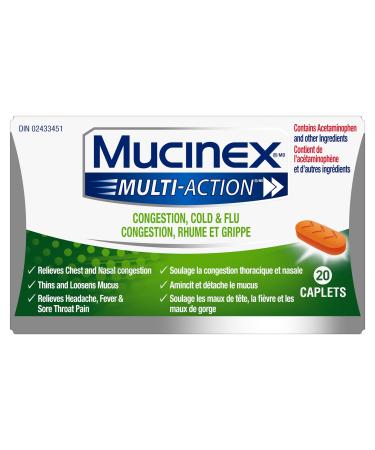 Mucinex Multi-Action Congestion Cold & Flu Caplets 20 count