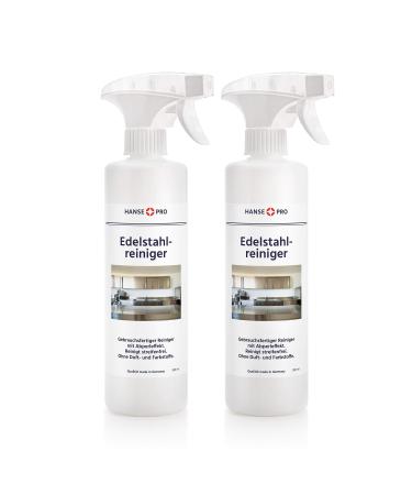 Hanseatic steel cleaner 2 x 500 ml i ready for use i with practical aberl effect i cleans strip-free i without fragrance and dyes I ideal for kitchen and grill 500 ml (2-pack)