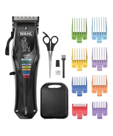 WAHL Colour Pro Rechargeable Pet Clipper Clippers with Coded Combs Full Coat Grooming for Dogs Low Noise Corded/Cordless Dog Clippers Black Colour Pro Clipper