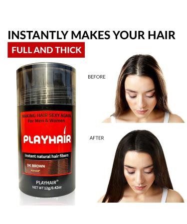 Hair Building Fibers for Instant Volume & Coverage | Conceal Thinning Hair & Bald Spots | Suitable for Men & Women (Black & Dark Brown - Buy Online on SooperMarket.com