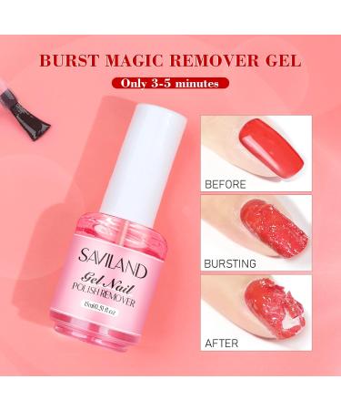 Saviland Gel Nail Polish Remover Kit - 2*15ML Strawberry Cuticle Oil Included - Quick & Easy Gel Polish Removal - Moisturizing & Soothing Formula - Pink Gel Nail Polish Remover - Buy Online on SooperMarket.com