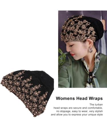 Soft Vintage Black Turban Head Wrap - Comfortable Embroidered Hair Turban for Everyday Use - Ideal Gift - Buy Online on SooperMarket.com