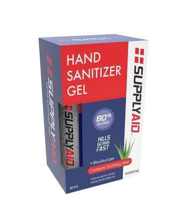 SupplyAID 80% Alcohol Hand Sanitizer Gel with Aloe Vera - 16oz Pack of 2 | FDA Approved - 74035-1051-5 - Buy Online on SooperMarket.com