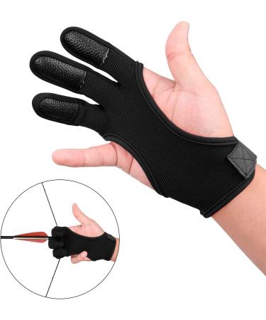 FitsT4 Archery Gloves - Leather Padded Three Finger Protector for Bow Shooting - Non Slip Glove for Kids, Youth, Adult Beginners - 1-Black (Medium) - Buy Online on SooperMarket.com