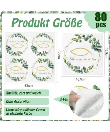 80 Piece Eucalyptus Green Fish Napkins | Vintage Disposable Table Decor for Communion Confirmation & Baby Party | Perfect for Young Girls - Buy Online on SooperMarket.com