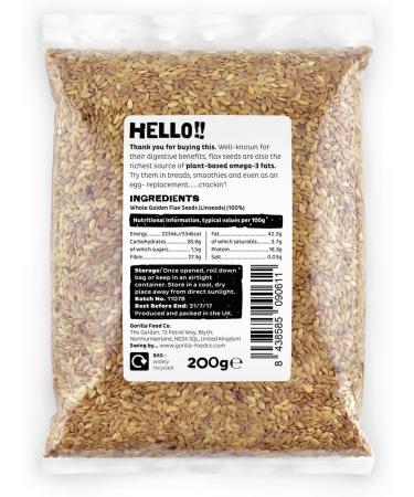 Gorilla Food Co. Golden Flax Seeds (Linseeds) - 200g - Buy Online on SooperMarket.com