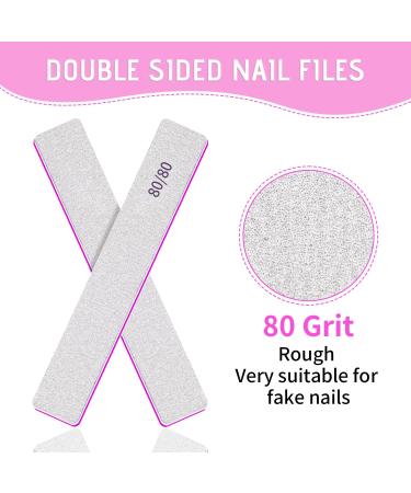 Professional 80/80 Grit Nail Files - Double Sided Emery Board for Acrylic and Gel Nails - Coarse Nail File for Home and Salon Use - 50pcs - Buy Online on SooperMarket.com