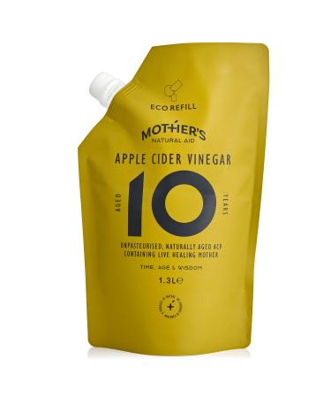 Mother's Natural Aid Apple Cider Vinegar - 10 Year Aged Raw Apple Cider Vinegar with High Concentration of Mother - Keto Diet Suitable - Superior Category Vinegar - Unpasteurised & Unfiltered -(1.3L)