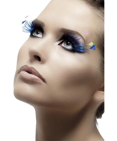 Smiffy's Women's Eyelashes With Glue One Size Blue Feather