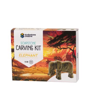 Studiostone Creative Elephant Soapstone Sculpture Stone Carving DIY Arts Crafts Kit Kids Adults