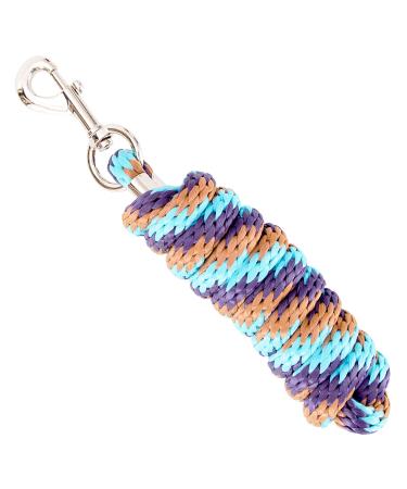 MERAUNO Leading rope for horse - connecting trick in different stylish designs leading leash tie rope pony donkey goat long knitting with carabiner hook black blue rose gold blue purple