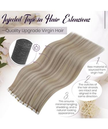 LAAVOO TAPE Extensions | Real Hair Virgin Blonde & Ash Blonde Highlights | Seamless 55cm | Premium Quality 5PCs #P18/613 - Buy Online on SooperMarket.com