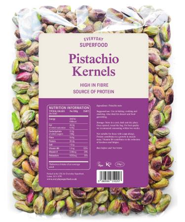 Everyday Superfood Shelled Pistachios Unsalted and Raw Pistachio Nut Kernels Ideal for Baking or as Snack Certified Vegan and Kosher 150g
